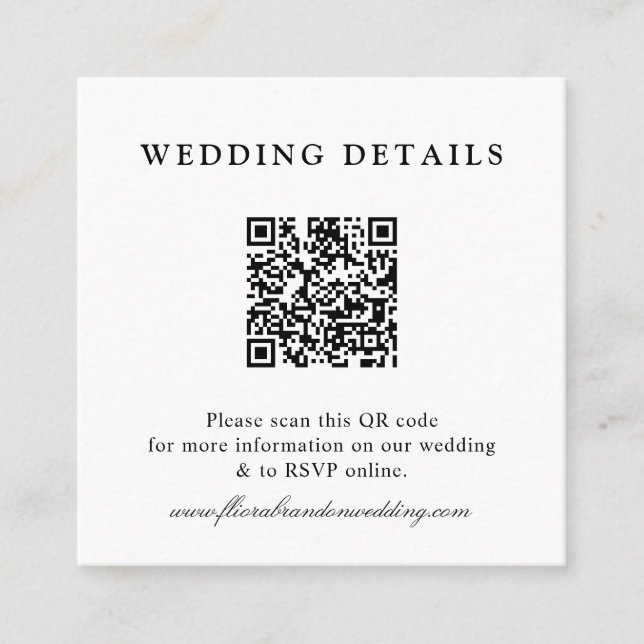 Dusty Blue Navy Champagne Ivory Floral Wedding QR Begleitkarte (Vorderseite)