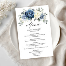 Dusty Blue Navy Champagne Ivory Mariage Menu