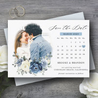 Dusty Blue Navy Champagne Ivory Save the Date