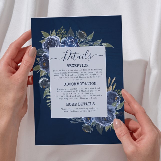 Dusty Blue Navy Champagne Ivory Wedding Begleitkarte (Dusty Blue Navy Champagne Ivory Wedding Supplies)