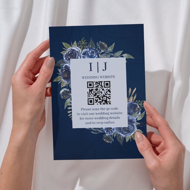 Dusty Blue Navy Champagne Ivory Wedding Begleitkarte (Von Creator hochgeladen)