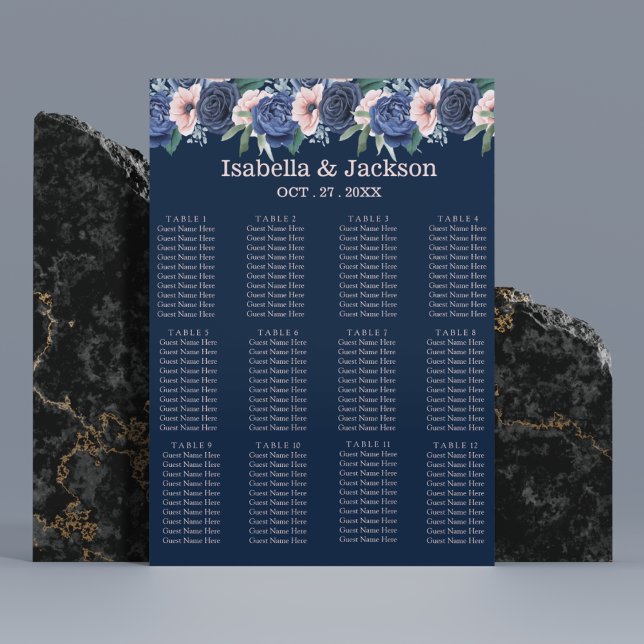 Dusty Blue Navy Champagne Ivory Wedding Poster (Dusty Blue Navy Champagne Ivory Wedding Supplies)