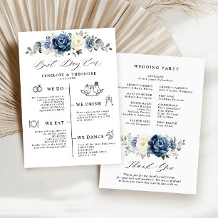 Dusty Blue Navy Champagne Ivory Wedding Programme