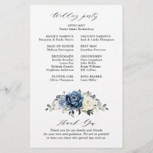 Dusty Blue Navy Champagne Ivory Wedding Programme