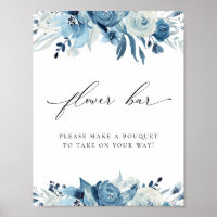 Dusty Blue Navy Floral Brautparty Blume Bar