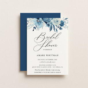 Dusty Blue Navy Floral Brautparty Einladung