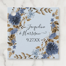 Dusty Blue Navy Floral Fall Neutral Leaf Foliage Geschenkanhänger