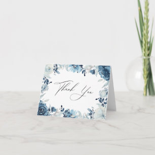 Dusty Blue Navy Floral Vielen Dank Dankeskarte