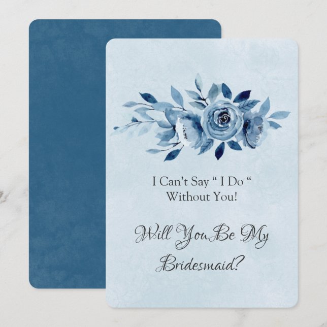 Dusty Blue Navy Peony werden Sie meine Bridesmaid Einladung (Vorne/Hinten)
