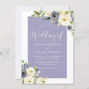 Dusty Blue Navy & White Blume Einladung Hochzeit