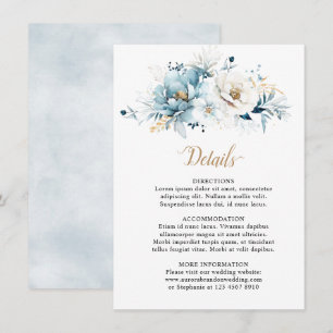 Dusty Blue Navy White Ivory Gold Floral Wedding Begleitkarte