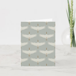 Dusty Blue Neutral Birds Swans Art Deco Monogram Karte