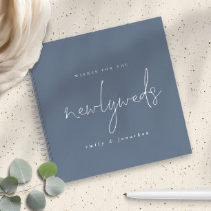 Dusty Blue Newlyweds Script Wedding Guest Book Notizbuch