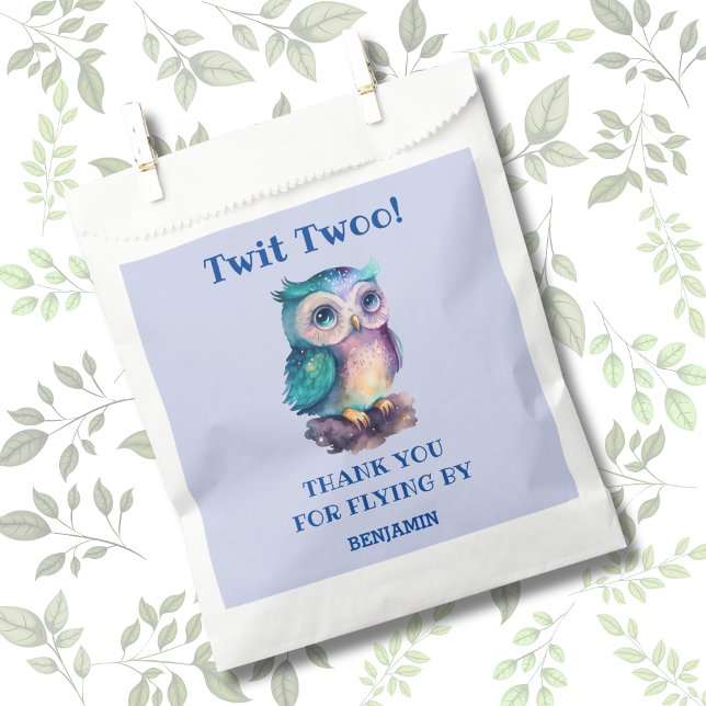 Dusty Blue Niedlich Owl Geburtstag Vielen Dank Geschenktütchen (Von Creator hochgeladen)