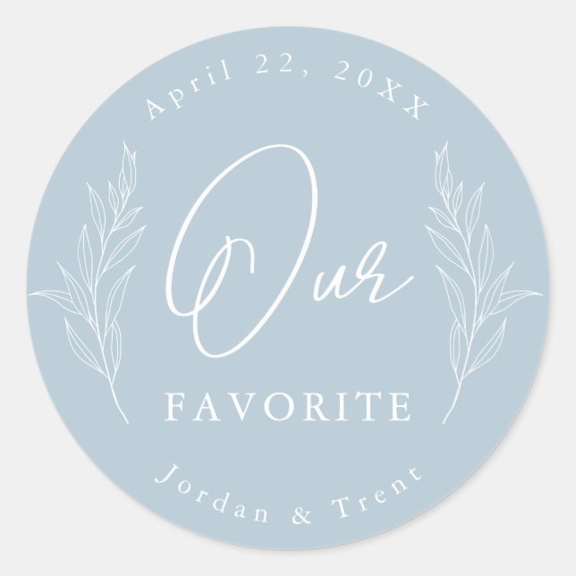 Dusty Blue Notre Sticker préféré de mariage Favor (Devant)