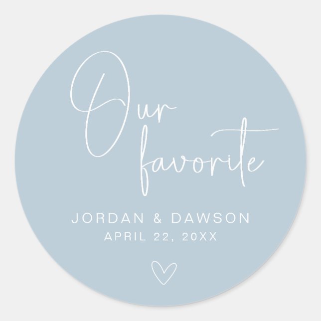 Dusty Blue Notre Sticker préféré de mariage Favor (Devant)