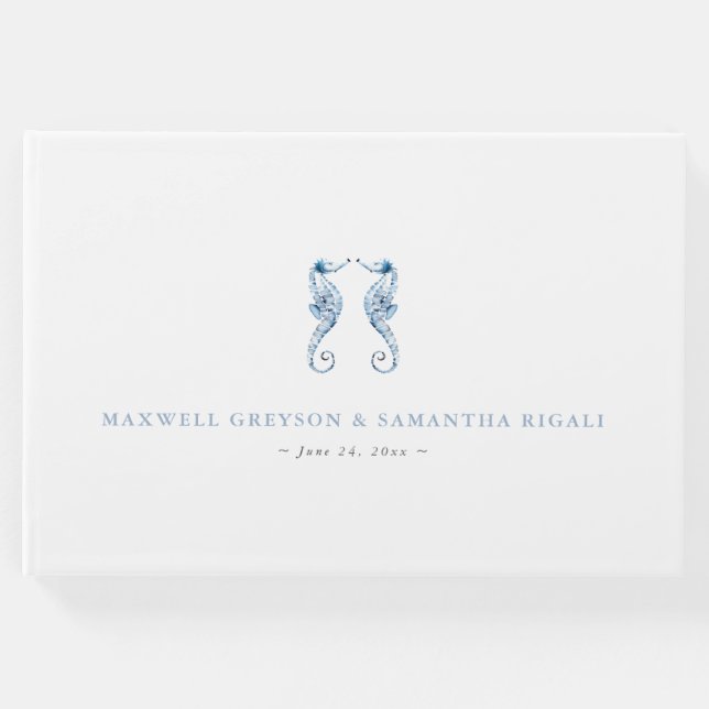 Dusty Blue Ocean Wedding Guest Book Gästebuch (Vorderseite)