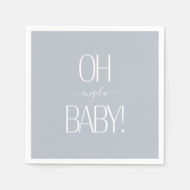 Dusty Blue Oh Baby Custom Duschpapier Napkin Serviette (Vorderseite)