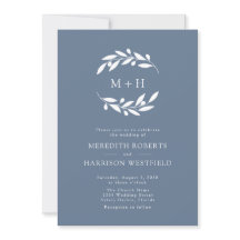 Dusty Blue Olive Branch Monogram Wreath Wedding