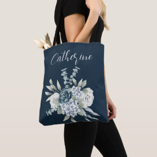 Dusty Blue One Side Script Personalisiert Name Boh Tasche