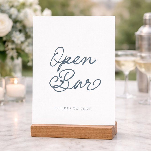 Dusty Blue Open Bar Wedding Sign Einladung (Von Creator hochgeladen)