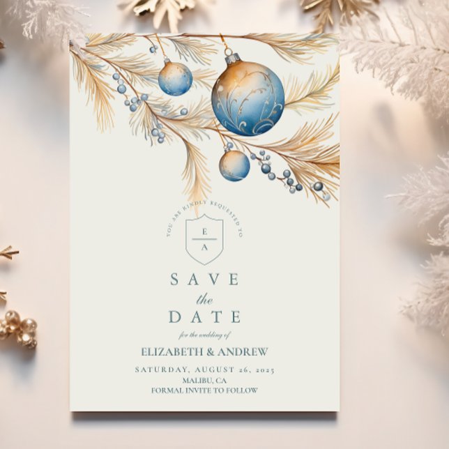 Dusty Blue Ornament Wedding Save The Date (Von Creator hochgeladen)