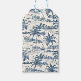 Dusty Blue Painted Pattern Geschenkmarke Geschenkanhänger