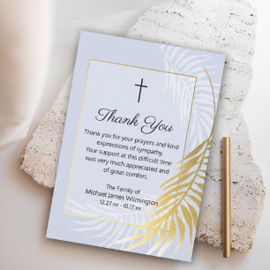 Dusty Blue Palm Tree Funeral Merci Carte de note