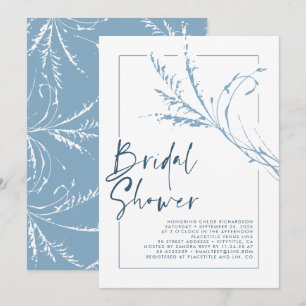 Dusty Blue Pampas Grass Modern Boho Brautparty Einladung