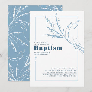 Dusty Blue Pampas Grass Moderne Minimalistische Ta Einladung