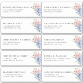 Dusty Blue Pastel hydrangea Gastname Anschrift Aufkleber