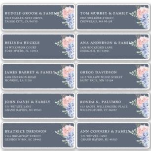 Dusty Blue Pastel hydrangea Gastname Anschrift Aufkleber