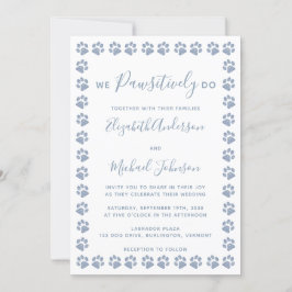 Dusty Blue Paw Prints Hochzeitseinladung Einladung
