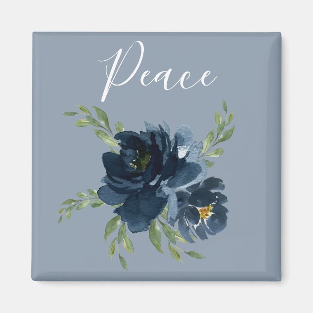 Dusty Blue Peace Script Watercolor Moderne Elegant Magnet (Vorne)