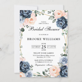 Dusty Blue Peach Blush Geometric Brautparty Inv Einladung