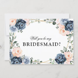 Dusty Blue Peach Blush Werden Sie meine Bridesmaid Einladung
