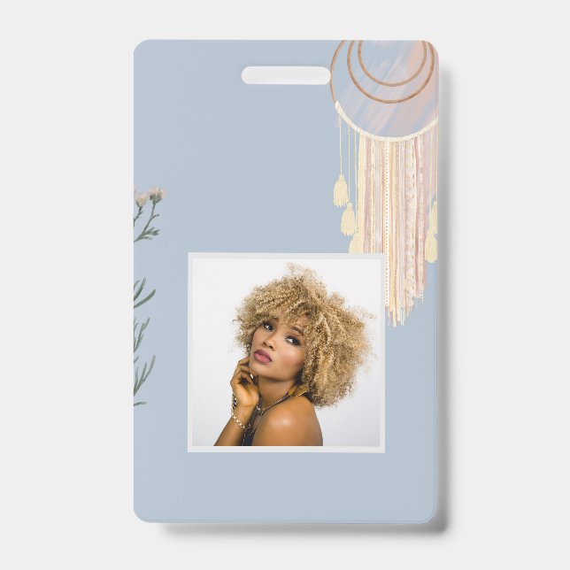 Dusty Blue Peach Boho Dream Catcher Ausweis (Vorderseite)