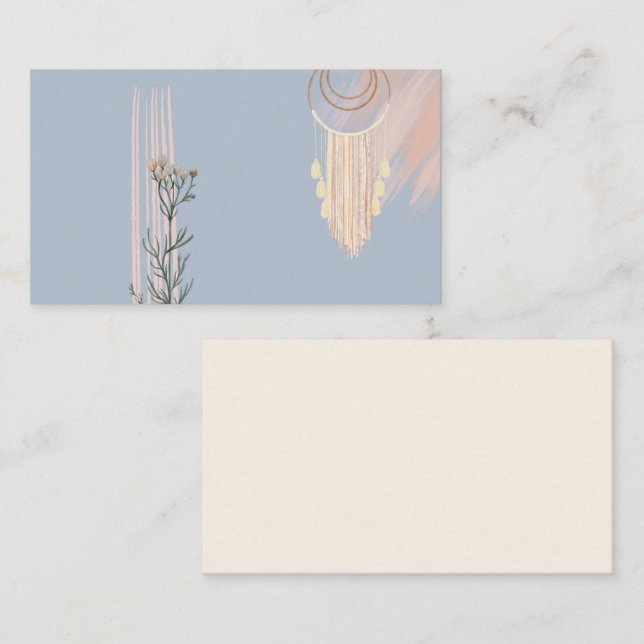 Dusty Blue Peach Boho Dream Catcher Visitenkarte (Vorne/Hinten)