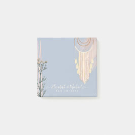 Dusty Blue Peach Boho Wedding Post-it Klebezettel