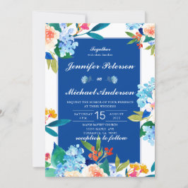 Dusty Blue & Peach Floral Wedding Einladung