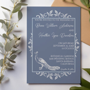 Dusty Blue Peacock Blühe Einladung zur Hochzeit