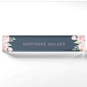 Dusty Blue Peonies plaque d'identification personn