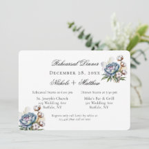 Dusty Blue Peony and Cotton Rehearsal Dinner