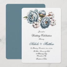 Dusty Blue Peony and Cotton Wedding Celebration