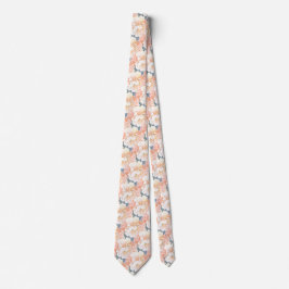 Dusty Blue Peony Floral Pattern Wedding Neck Tie Krawatte