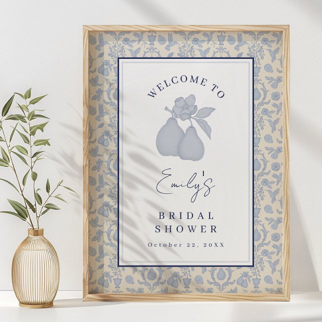 Dusty Blue Perfect Pear Brautparty Plakatzeichen Poster (Welcome Sign)
