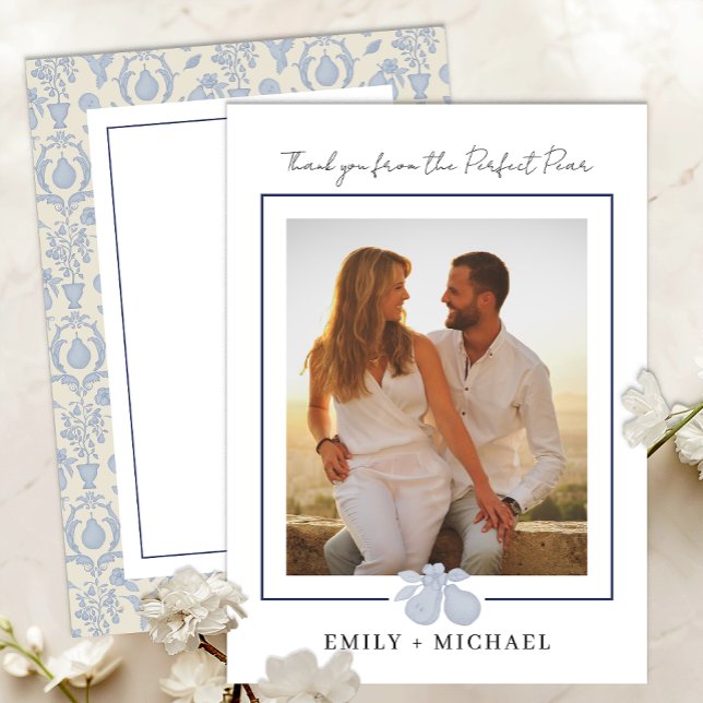 Dusty Blue Perfect Pear Foto Danke-Card Dankeskarte (Photo Thank You Card)