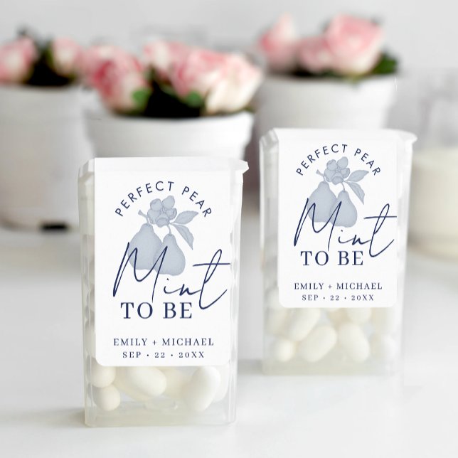 Dusty Blue Perfect Pear "Mint to Be" Gastgeschenk  Adressaufkleber (Mint To Be Labels)