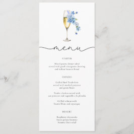 Dusty Blue Petals & Prosecco Wildblume Menu Cards Menükarte