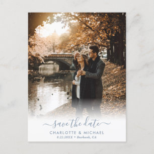 Dusty Blue Photo Wedding Enregistrer La Date Carte